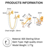 925 Silver CZ Butterfly Hoop Earrings Set for Women