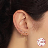925 Silver CZ Butterfly Hoop Earrings Set for Women