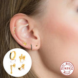 925 Silver CZ Butterfly Hoop Earrings Set for Women