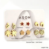 Colorful Butterfly Crown Earrings 6 pairs Stainless Steel Set