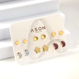 Colorful Butterfly Crown Earrings 6 pairs Stainless Steel Set