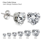 6 Pairs Heart Shape Quartz Stud Earrings Set for Women/Girl Gift