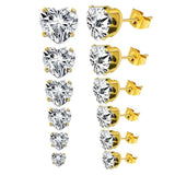 6 Pairs Heart Shape Quartz Stud Earrings Set for Women/Girl Gift