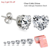 6 Pairs Heart Shape Quartz Stud Earrings Set for Women/Girl Gift