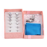 6 Pairs Heart Shape Quartz Stud Earrings Set for Women/Girl Gift