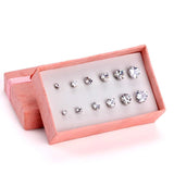 6 Pairs Heart Shape Quartz Stud Earrings Set for Women/Girl Gift