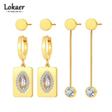Geometric CZ Party Earrings Set of 3 Pairs for Women