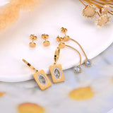Geometric CZ Party Earrings Set of 3 Pairs for Women