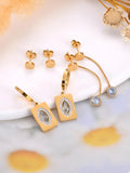 Geometric CZ Party Earrings Set of 3 Pairs for Women