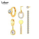 3 Pair/Set CZ Crystal Earrings 18K Stainless Steel Jewelry E23195