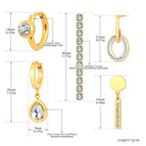 3 Pair/Set CZ Crystal Earrings 18K Stainless Steel Jewelry E23195