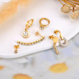 3 Pair/Set CZ Crystal Earrings 18K Stainless Steel Jewelry E23195