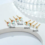 12 Pairs Colorful AB CZ Zircon Stud Earrings Set Golden Stainless