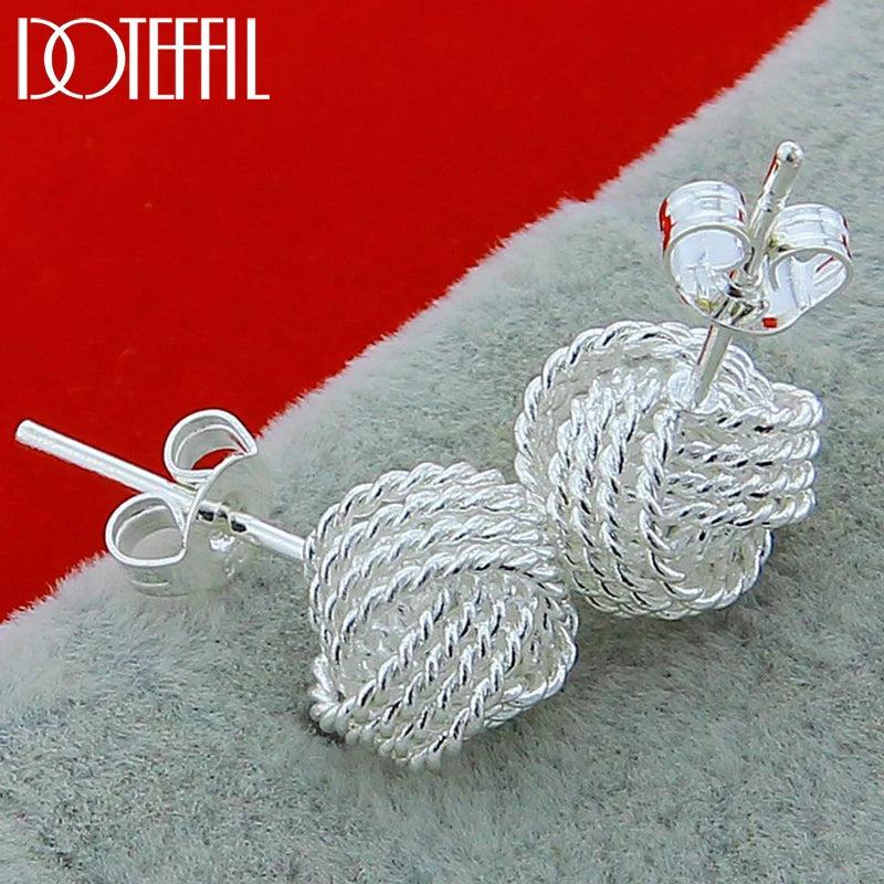 925 Sterling Silver Soft Winding Stud Earrings for Women Wedding Engagement