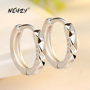 925 Silver Needle Starry Carved Retro Earrings