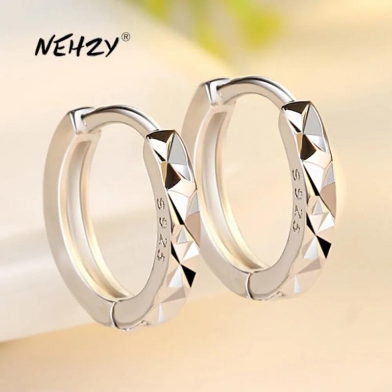 925 Silver Needle Starry Carved Retro Earrings