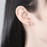 925 Silver Needle Starry Carved Retro Earrings