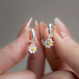 925 Sterling Silver Vintage Daisy Earrings for Women Girl Jewelry