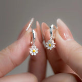 925 Sterling Silver Vintage Daisy Earrings for Women Girl Jewelry