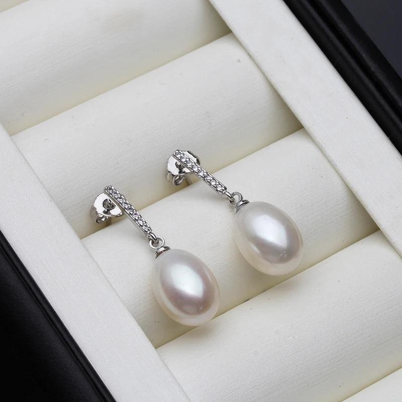 Freshwater Pearl Earrings, 925 Silver, Wedding Gift
