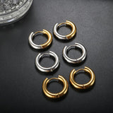 Stainless Steel Geometric Round Hoop Earrings Silver Mixed