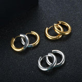 Stainless Steel Geometric Round Hoop Earrings Silver Mixed