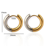 Stainless Steel Geometric Round Hoop Earrings Silver Mixed