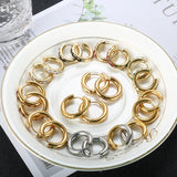 Stainless Steel Geometric Round Hoop Earrings Silver Mixed