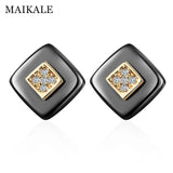 Classic Ceramic AAA CZ Silver Stud Earrings Gift for Women
