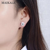 Classic Ceramic AAA CZ Silver Stud Earrings Gift for Women