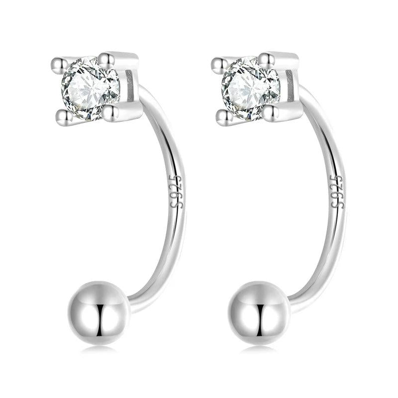 925 Silver Line Stud Earrings CZ Geometric Wedding Gift