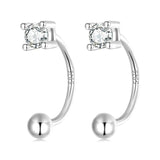 925 Silver Line Stud Earrings CZ Geometric Wedding Gift