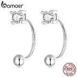 925 Silver Line Stud Earrings CZ Geometric Wedding Gift