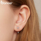 925 Silver Line Stud Earrings CZ Geometric Wedding Gift