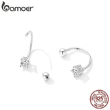 925 Silver Line Stud Earrings CZ Geometric Wedding Gift