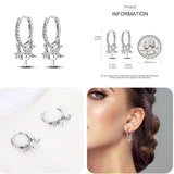 Star Moon Hoop Earrings 925 Silver Wedding Gift