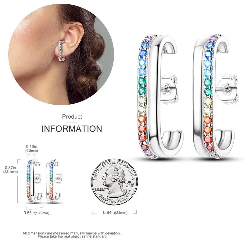 925 Silver Hoop Earring Ladybug Colorful Stud Jewelry Gift