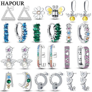 925 Silver Hoop Earring Ladybug Colorful Stud Jewelry Gift