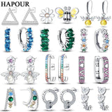 925 Silver Hoop Earring Ladybug Colorful Stud Jewelry Gift