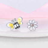 925 Silver Hoop Earring Ladybug Colorful Stud Jewelry Gift