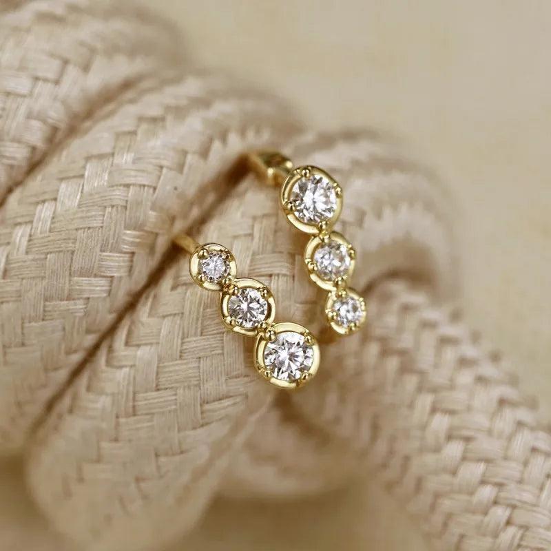 925 Silver Plated Zircon Earrings French Style Jewelry