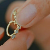 925 Silver Plated Zircon Earrings French Style Jewelry
