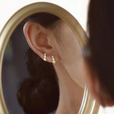 925 Silver Plated Zircon Earrings French Style Jewelry