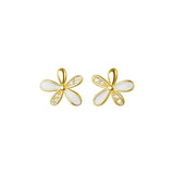 925 Silver Flower Engagement Earrings with Zircon Pave Studs
