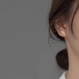 925 Silver Flower Engagement Earrings with Zircon Pave Studs