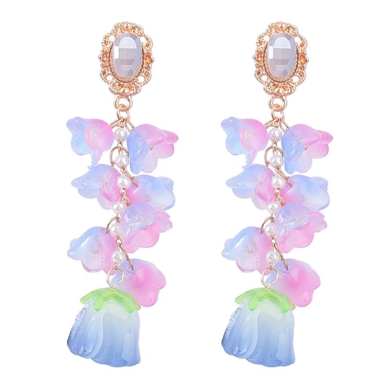 Resin Flower Butterfly Drop Earrings Women's Charm Dangle Earrings