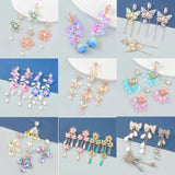 Resin Flower Butterfly Drop Earrings Women's Charm Dangle Earrings