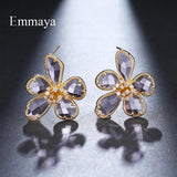 Flower Modelling Earring With CZ Multicolor Choice