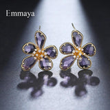 Flower Modelling Earring With CZ Multicolor Choice