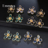 Flower Modelling Earring With CZ Multicolor Choice
